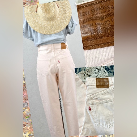 Levi's Denim - Levis premium palest peach high loose taper mom jeans 100% cotton modern vintage